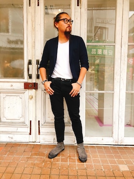 「SOLIDO（ソリード）のアイテム（ジャケット/アウター）」を使った、胸毛王子さん（メンズ・182cm）の夏コーディネート