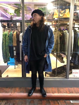 「春カラー」｜「アイテム（モッズコート）」を使った、胸毛王子さん（メンズ・182cm）の春コーディネート
