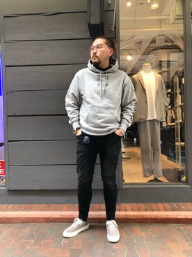 「Stepney Workers Club（ステファニーワーカーズクラブ）のアイテム」を使った、胸毛王子さん（メンズ・182cm）の春コーディネート