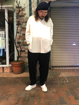 「Stepney Workers Club（ステファニーワーカーズクラブ）のアイテム」を使った、胸毛王子さん（メンズ・182cm）の春コーディネート