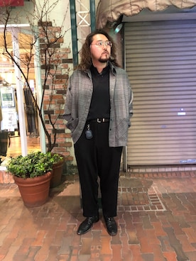 「ISAMU KATAYAMA BACKLASH（イサムカタヤマバックラッシュ）のアイテム（ブーツ）」を使った、胸毛王子さん（メンズ・182cm）の春コーディネート