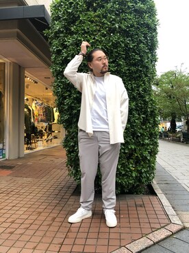 「Stepney Workers Club（ステファニーワーカーズクラブ）のアイテム」を使った、胸毛王子さん（メンズ・182cm）の春コーディネート