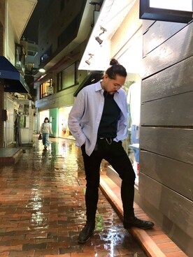 「ISAMU KATAYAMA BACKLASH（イサムカタヤマバックラッシュ）のアイテム（ブーツ）」を使った、胸毛王子さん（メンズ・182cm）の春コーディネート