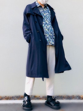 「サンダルに靴下」｜「アイテム（トレンチコート）」を使った、かぞぞう☺︎🐘さん（メンズ・168cm）の春コーディネート