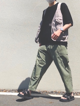 「Daniel Wellington」｜「アイテム（カーゴパンツ）」を使った、かぞぞう☺︎🐘さん（メンズ・168cm）の春コーディネート