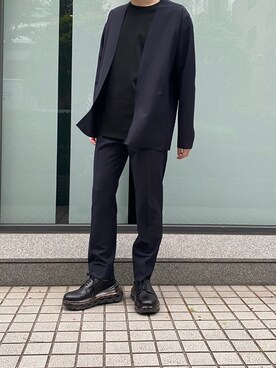 「セットアップコーデ」｜「アイテム（ノーカラージャケット）」を使った、pt_menさん（メンズ・170cm）の春コーディネート