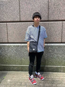「THE NORTH FACE（ザノースフェイス）のアイテム（ショルダーバッグ、ブラック系）」を使った、gagamalu23さん（メンズ・174cm）の春コーディネート