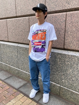 「NIKE（ナイキ）のナイキ エア フォース 1 LOW 07 メンズシューズ / NIKE AIR FORCE 1 '07 (AF1)（スニーカー、ホワイト系）」を使った、gagamalu23さん（メンズ・174cm）の夏コーディネート
