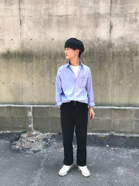 「ALLEGE（アレッジ）のアイテム」を使った、EZAKIさん（メンズ・173cm）の春コーディネート
