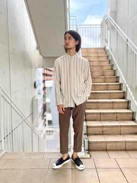 「アイテム（スリッポン）」を使った、EZAKIさん（メンズ・173cm・20代）の夏コーディネート