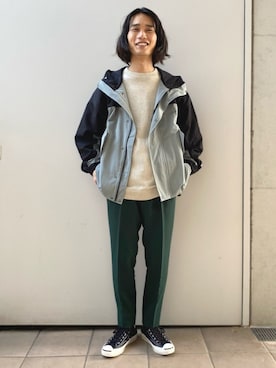 「GERRY（ジェリー）のアイテム（マウンテンパーカー）」を使った、EZAKIさん（メンズ・173cm）の冬コーディネート