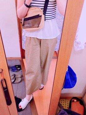 「アイテム（ボディバッグ/ウエストポーチ、イエロー系）」を使った、RuThさん（レディース・167cm）の夏コーディネート
