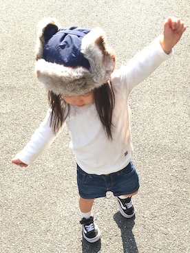 「babygap」｜「アイテム（キャスケット）」を使った、MICHIKAさん（キッズ・90cm）の秋コーディネート