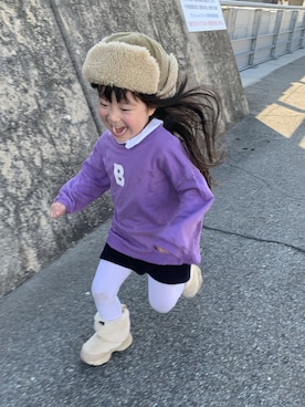 「TODAYFUL（トゥデイフル）のアイテム（帽子）」を使った、MICHIKAさん（キッズ・90cm）の冬コーディネート