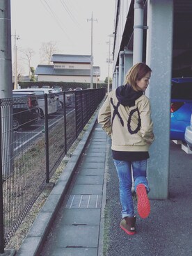 「H&M（エイチ・アンド・エム）のアイテム（ナイロンジャケット）」を使った、wearing somethingさん（レディース・165cm）の春コーディネート