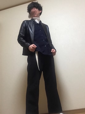 「JUNRED（ジュンレッド）のアイテム（ライダースジャケット）」を使った、ムー♪さん（メンズ・177cm）の冬コーディネート