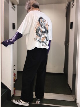 「Faith（-）のアイテム（Tシャツ/カットソー）」を使った、waizumiさん（メンズ・168cm）の春コーディネート