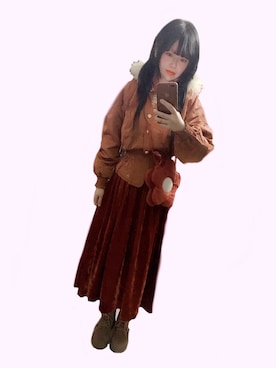 「アイテム（スタジャン、ブラウン系）」を使った、momiboboさん（レディース・163cm）の冬コーディネート