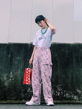 「UNIQLOU」｜「アイテム（アクセサリー）」を使った、Okachi さん（レディース・157cm）の夏コーディネート