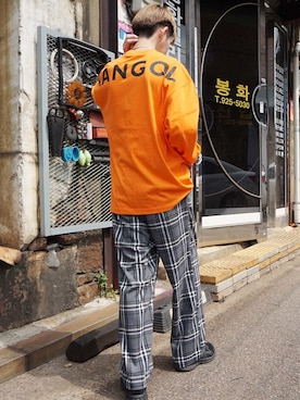 「KANGOL（カンゴール）のアイテム（Tシャツ/カットソー）」を使った、-さん（メンズ・179cm）の秋コーディネート