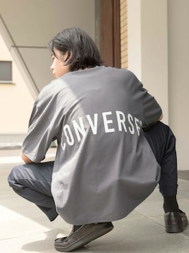 「CONVERSE（コンバース）のアイテム（トップス）」を使った、basquemagentaさん（メンズ・176cm）の夏コーディネート