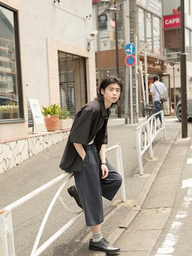 「BASQUE magenta（バスクマゼンタ）のアイテム（スラックス）」を使った、basquemagentaさん（メンズ・176cm）の夏コーディネート