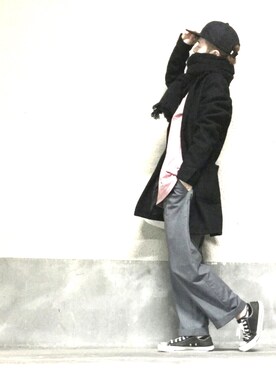 「WOmB（ウーム）のアイテム（パンツ）」を使った、S.c.o.さん（メンズ・170cm）の冬コーディネート