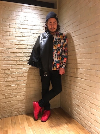 HYSTERIC GLAMOUR レザージャケット シングルライダース　Lサイズ AyakaのSTYLING | HYSTERIC GLAMOUR MEN | 161cm | HYSTERIC