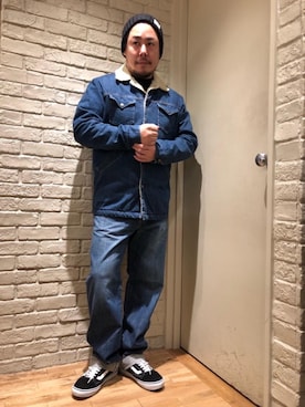 「ランチコート」｜「アイテム（デニムパンツ）」を使った、hashikenさん（メンズ・172cm）の秋コーディネート