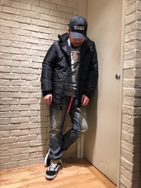 「HYSTERIC GLAMOUR（ヒステリックグラマー）のアイテム（マウンテンパーカー）」を使った、hashikenさん（メンズ・172cm）の冬コーディネート