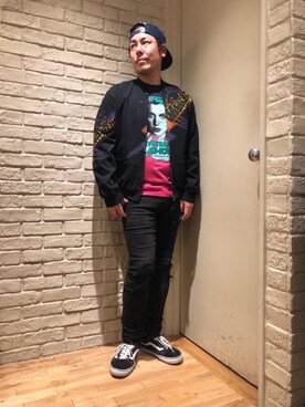 「HYSTERIC GLAMOUR（ヒステリックグラマー）のHYS WHISKY柄 刺繍キャップ（キャップ）」を使った、hashikenさん（メンズ・172cm）の春コーディネート