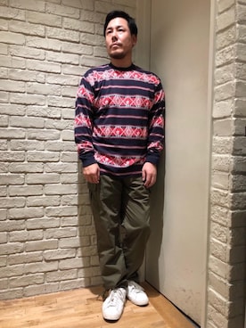 「HYSTERIC GLAMOUR（ヒステリックグラマー）のGIRLS BORDER総柄ジャカード リブ付Tシャツ（Tシャツ/カットソー）」を使った、hashikenさん（メンズ・172cm）の秋コーディネート