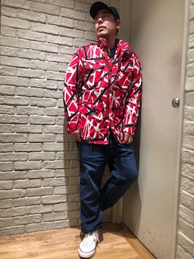 「アイテム（ミリタリージャケット、レッド系）」を使った、hashikenさん（メンズ・172cm）の秋コーディネート