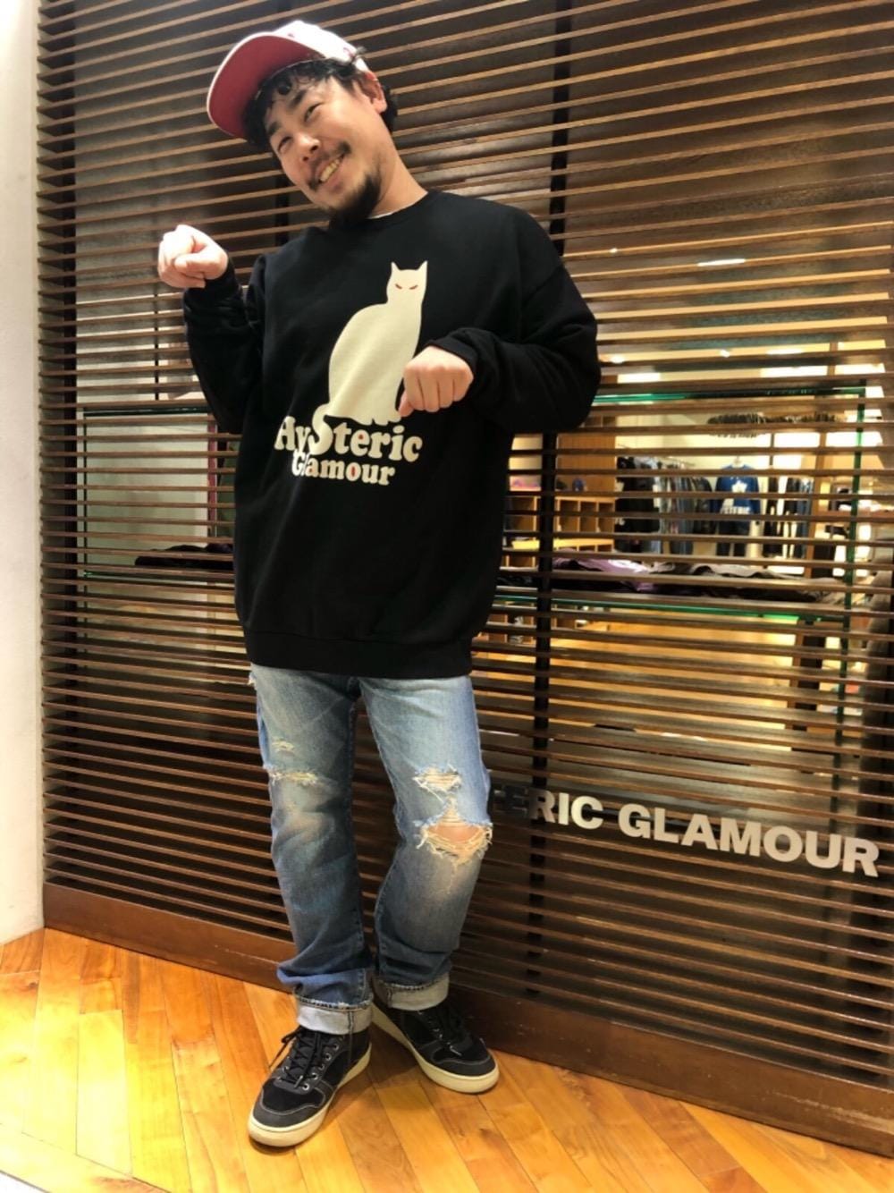 「デニム、ビッグシルエット、Hysteric Glamour、春コーデ、ラフコーデ、カジュアルコーデ、ヒステリックグラマー、ストリートコーデ」｜「HYSTERIC GLAMOURのスリムストレートデニムパンツ（デニムパンツ、ブルー系）」を使った、hashikenさん（メンズ・172cm）の冬コーディネートの1枚目の写真