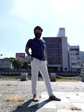 「SALVI（サルヴィ）のアイテム」を使った、車輪さん（メンズ・162cm）の夏コーディネート