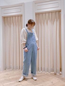 「ehka sopo（エヘカソポ）のアイテム（サロペット/オーバーオール）」を使った、𝙁𝙪𝙠𝙖さん（レディース・157cm）の春コーディネート