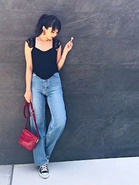 「CONVERSE（コンバース）のconverse（コンバース） ALL STAR OX（オールスターOX）（スニーカー）」を使った、saya🍎*さん（レディース・156cm）の夏コーディネート