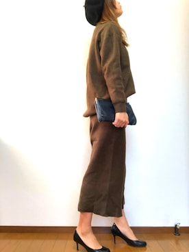 「ニットセットアップ」｜「アイテム（オールインワン・サロペット）」を使った、yuaさん（レディース・162cm）の秋コーディネート