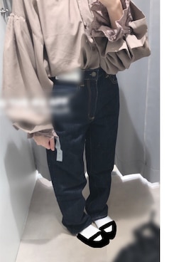 「ハイウエストストレートジーンズ」｜mell＊さん（レディース・146cm）の春コーディネート