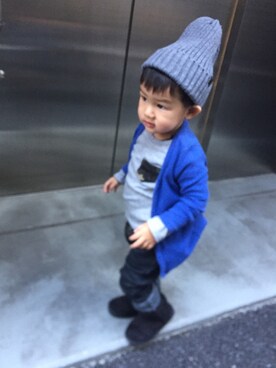 「2歳3ヶ月」｜「アイテム（ニットキャップ/ビーニー）」を使った、Kai☆☆さん（キッズ・90cm）の冬コーディネート
