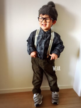 「2歳5ヶ月」｜「アイテム（ハンチング/ベレー帽）」を使った、Kai☆☆さん（キッズ・90cm）の冬コーディネート
