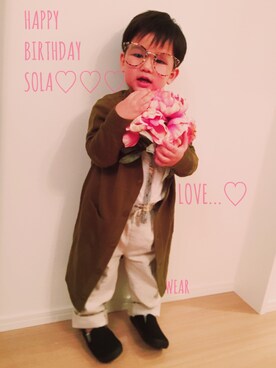 「アイテム（ラッピングキット、グリーン系）」を使った、Kai☆☆さん（キッズ・90cm）の春コーディネート