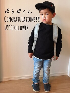 「アイテム（ラッピングキット、グリーン系）」を使った、Kai☆☆さん（キッズ・90cm）の春コーディネート