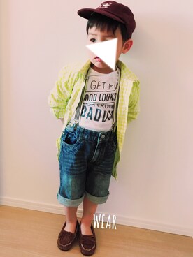 「アイテム（モカシン/デッキシューズ）」を使った、Kai☆☆さん（キッズ・90cm）の春コーディネート