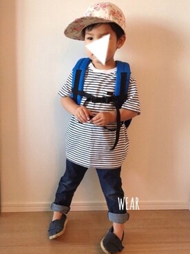 「TOMS（トムス）のアイテム（シューズ）」を使った、Kai☆☆さん（キッズ・90cm）の春コーディネート