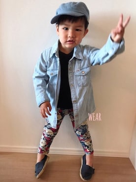 「COMME CA DU MODE（コムサデモード）のアイテム（Tシャツ/カットソー）」を使った、Kai☆☆さん（キッズ・90cm）の春コーディネート