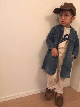 「no brand（ノーブランド）のアイテム（モカシン/デッキシューズ）」を使った、Kai☆☆さん（キッズ・100cm）の秋コーディネート