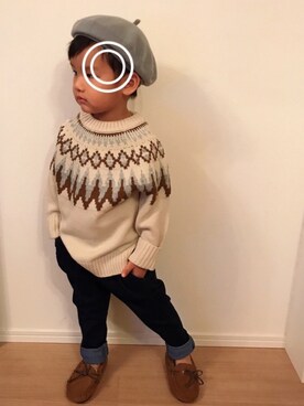 「no brand（ノーブランド）のアイテム（モカシン/デッキシューズ）」を使った、Kai☆☆さん（キッズ・100cm）の秋コーディネート