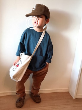 「no brand（ノーブランド）のアイテム（モカシン/デッキシューズ）」を使った、Kai☆☆さん（キッズ・100cm）の秋コーディネート