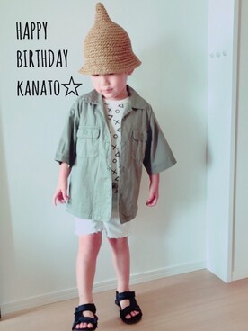 「アイテム（ラッピングキット、グリーン系）」を使った、Kai☆☆さん（キッズ・100cm）の夏コーディネート